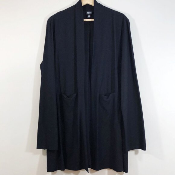 Eileen Fisher Sweaters - EILEEN FISHER Relaxed Open Front Kimono Jacket w/Pockets in Washable Crepe L